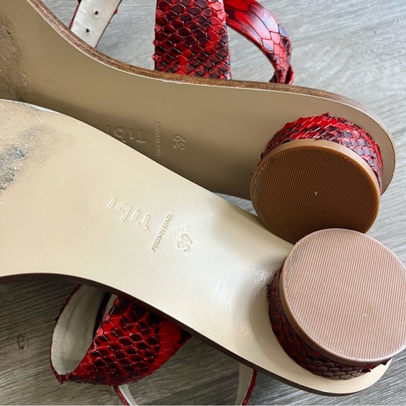 Delete tibi Hanson Red Snake-Effect Leather Sandals Crisscross Strap Round 39 9 - Picture 8 of 11
